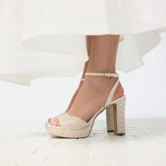 Chicgleam Sandale à talons et lanières, semelle compensée