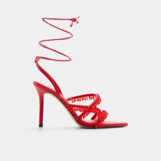 Sandale à talons et lanières flamboyante, talon aiguille